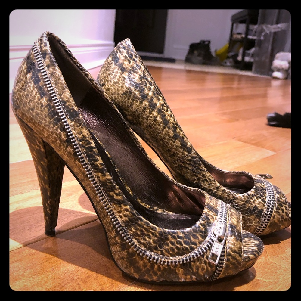 Peep-toe Python High Heels